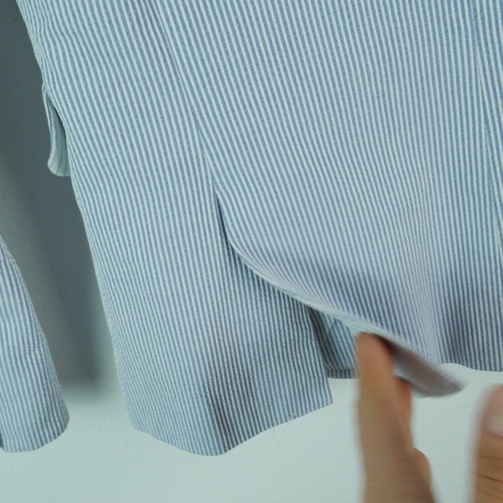 Veronica Beard Dickey Blazer Size 0 Seersucker Blue White Stripe Preppy Timeless - Picture 8 of 13